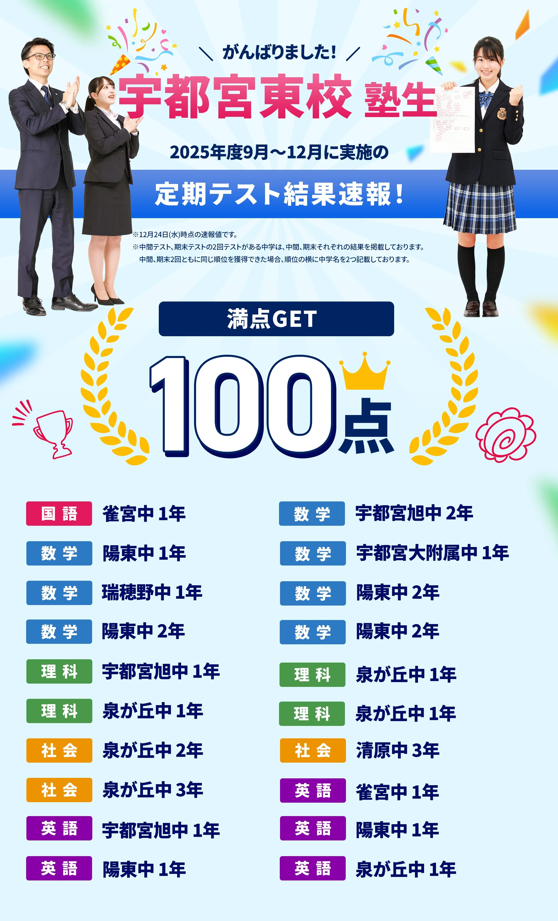 宇都宮東校 定期テスト結果速報バナー